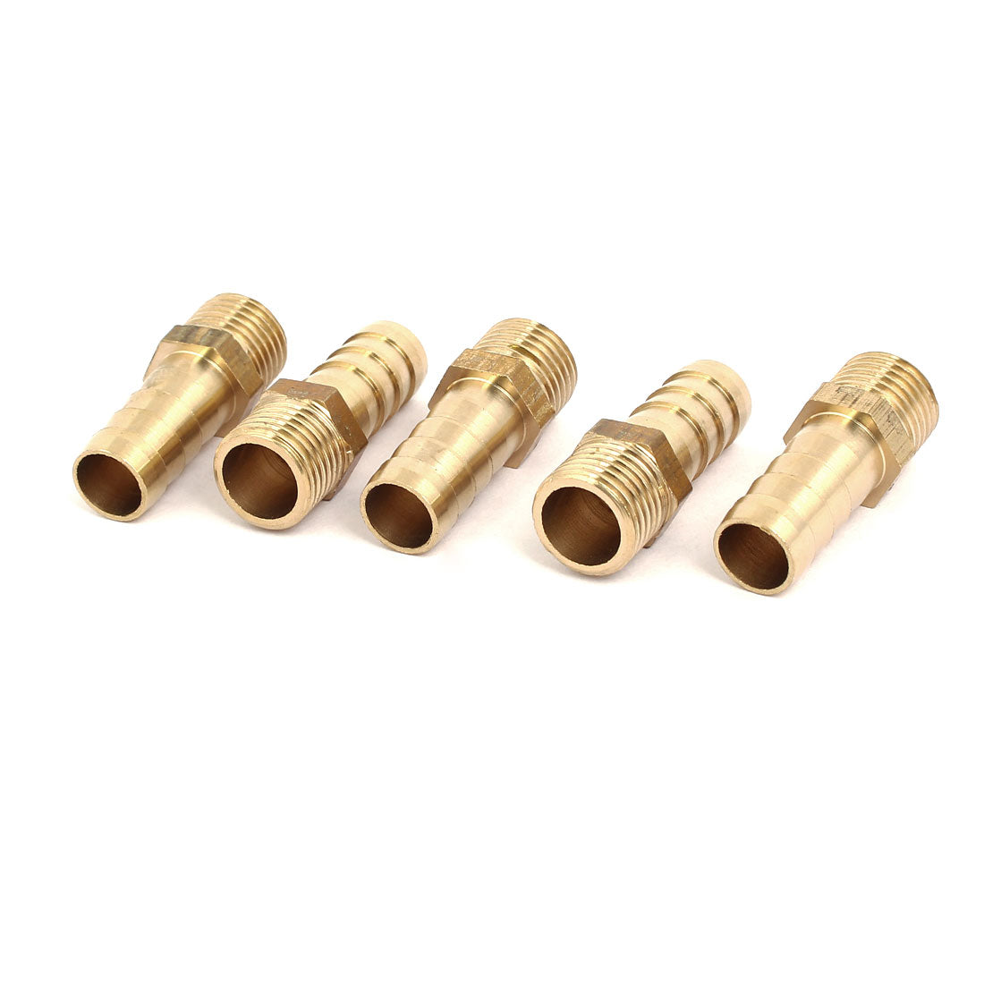 uxcell Uxcell 1/4BSP Male Thread 10mm Inner Dia Brass Hose Barb Coupler Fitting Connector 5pcs