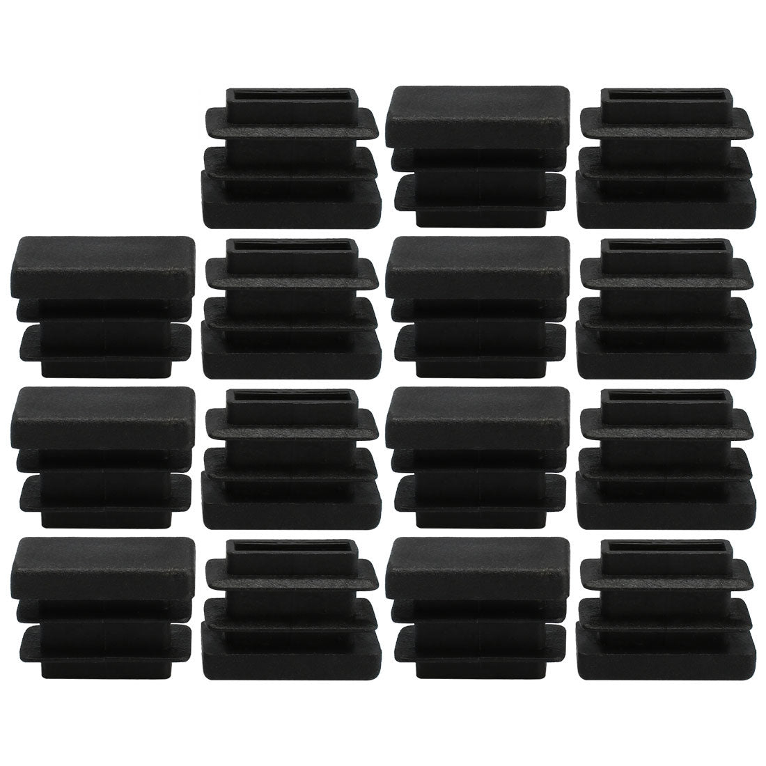 uxcell Uxcell Home Plastic Rectangle Chair Desk Leg Foot Cover Tube Insert Black 20mm x 10mm 15pcs