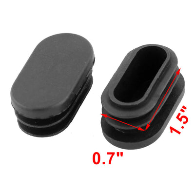 Harfington Uxcell Office  Plastic Oval Chair Leg Foot Cover Tube Insert Black 39 x 19mm 15 Pcs