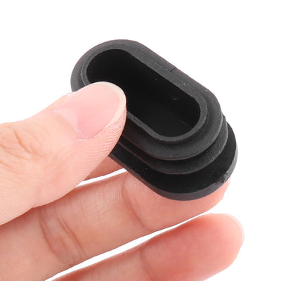 Harfington Uxcell Office  Plastic Oval Chair Leg Foot Cover Tube Insert Black 39 x 19mm 15 Pcs