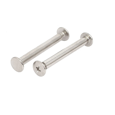 Harfington Uxcell 5mmx40mm Binding Chicago Screw Posts Barrel Nuts Docking Rivets Silver Tone 4pcs