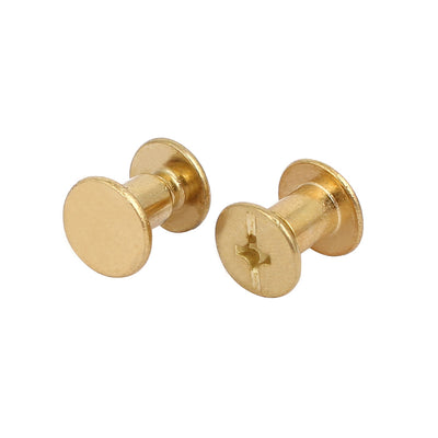 Harfington Uxcell 5mmx6mm Binding Chicago Screw Posts Nuts Docking Rivets Brass Tone 50pcs