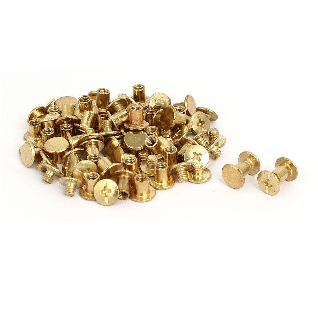 uxcell Uxcell 5mmx6mm Binding Chicago Screw Posts Nuts Docking Rivets Brass Tone 50pcs