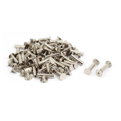 Harfington Uxcell 50pcs 5mmx20mm Binding Screw Post Silver Tone for Photo Albums Scrapbook