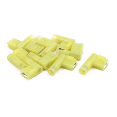 Harfington Uxcell 10Pcs Flag Crimp Terminals Female Nylon Fully Insulated Wire Connectors Yellow