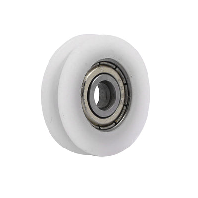 Harfington Uxcell 24mmx5mmx7mm Nylon U Groove Bearing Pulley Sliding Converyor Wheel White 2pcs