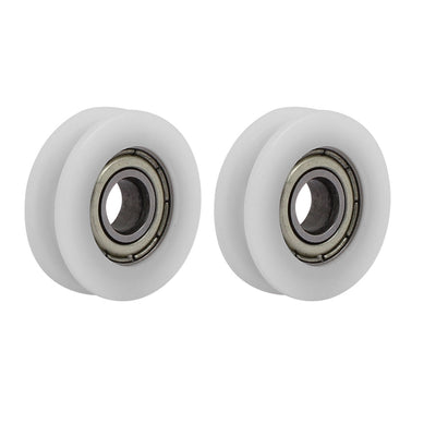 Harfington Uxcell 22mmx6mmx7mm Nylon U Groove Bearing Pulley Sliding Converyor Wheel White 2pcs