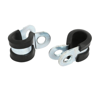 Harfington Uxcell 10mm Dia EPDM Lined R Shaped Zinc Plated Stainless Steel Pipe Clip Cable Clamp 10pcs