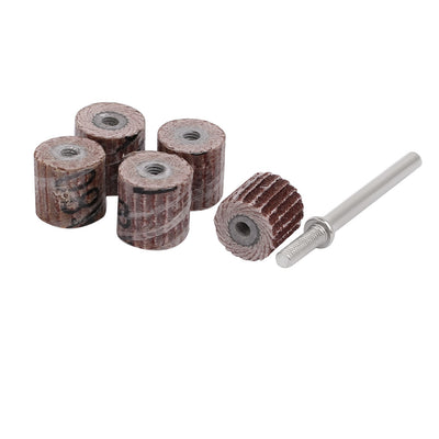 Harfington Uxcell 15pcs 10mm Dia 180 Grit Sandpaper Flap Sanding Wheel Grinding Head w Mandrels