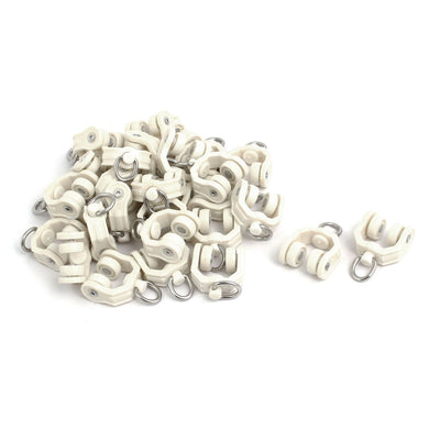 Harfington Uxcell 10mm Dia Twin Wheel Plastic Curtain Track Rail Roller Hanging Glider Beige 30pcs