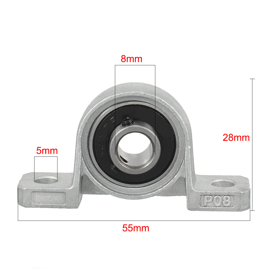 uxcell Uxcell 4pcs KP08 8mm Bore Zinc Alloy Inner Ball Mounted Pillow Block Insert Bearing