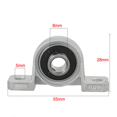 Harfington Uxcell 4pcs KP08 8mm Bore Zinc Alloy Inner Ball Mounted Pillow Block Insert Bearing