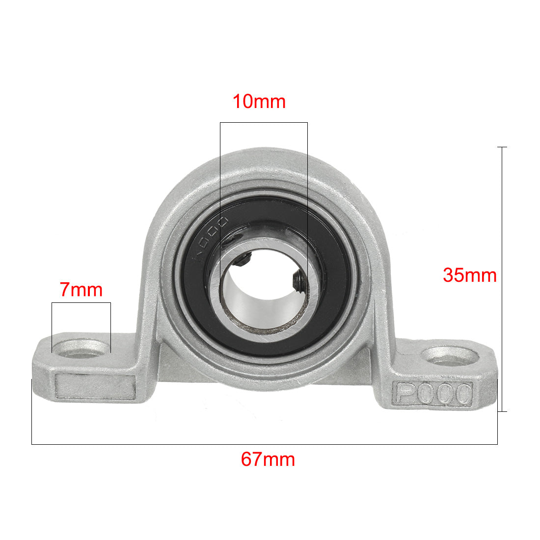 uxcell Uxcell 4pcs KP000 10mm Bore Zinc Alloy Inner Ball Mounted Pillow Block Insert Bearing