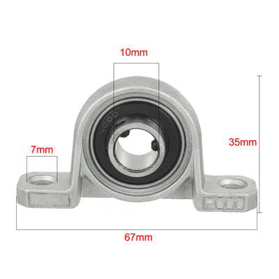 Harfington Uxcell 4pcs KP000 10mm Bore Zinc Alloy Inner Ball Mounted Pillow Block Insert Bearing