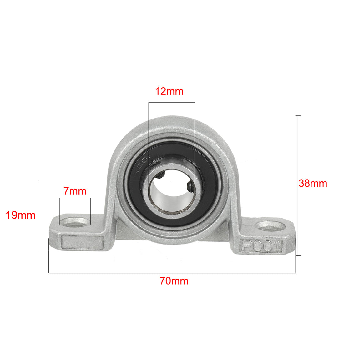 uxcell Uxcell 4pcs KP001 12mm Bore Self-Aligning Zinc Alloy Inner Self-AligningBall Mounted Pillow Block Insert Bearing