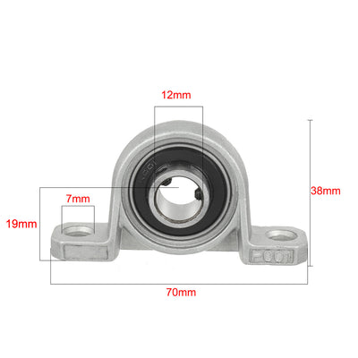 Harfington Uxcell 4pcs KP001 12mm Bore Self-Aligning Zinc Alloy Inner Self-AligningBall Mounted Pillow Block Insert Bearing