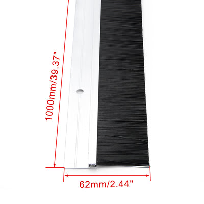 Harfington Uxcell Door Brush Bottom Sweep H-Shape Aluminum Alloy Holder Black PP Silicone Soft Brush