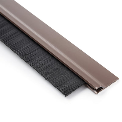 Harfington Uxcell Self-Adhesive Door Bottom Sweep Brown Plastic w 0.8-inch Black PVC Soft Brush 1000mmx45mm(Approx 39-inch x 1.8-inch)