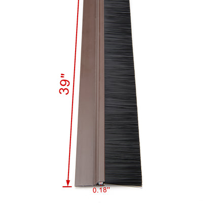 Harfington Uxcell Self-Adhesive Door Bottom Sweep Brown Plastic w 1.2-inch Black PVC Soft Brush 39-inch x 2.1-inch