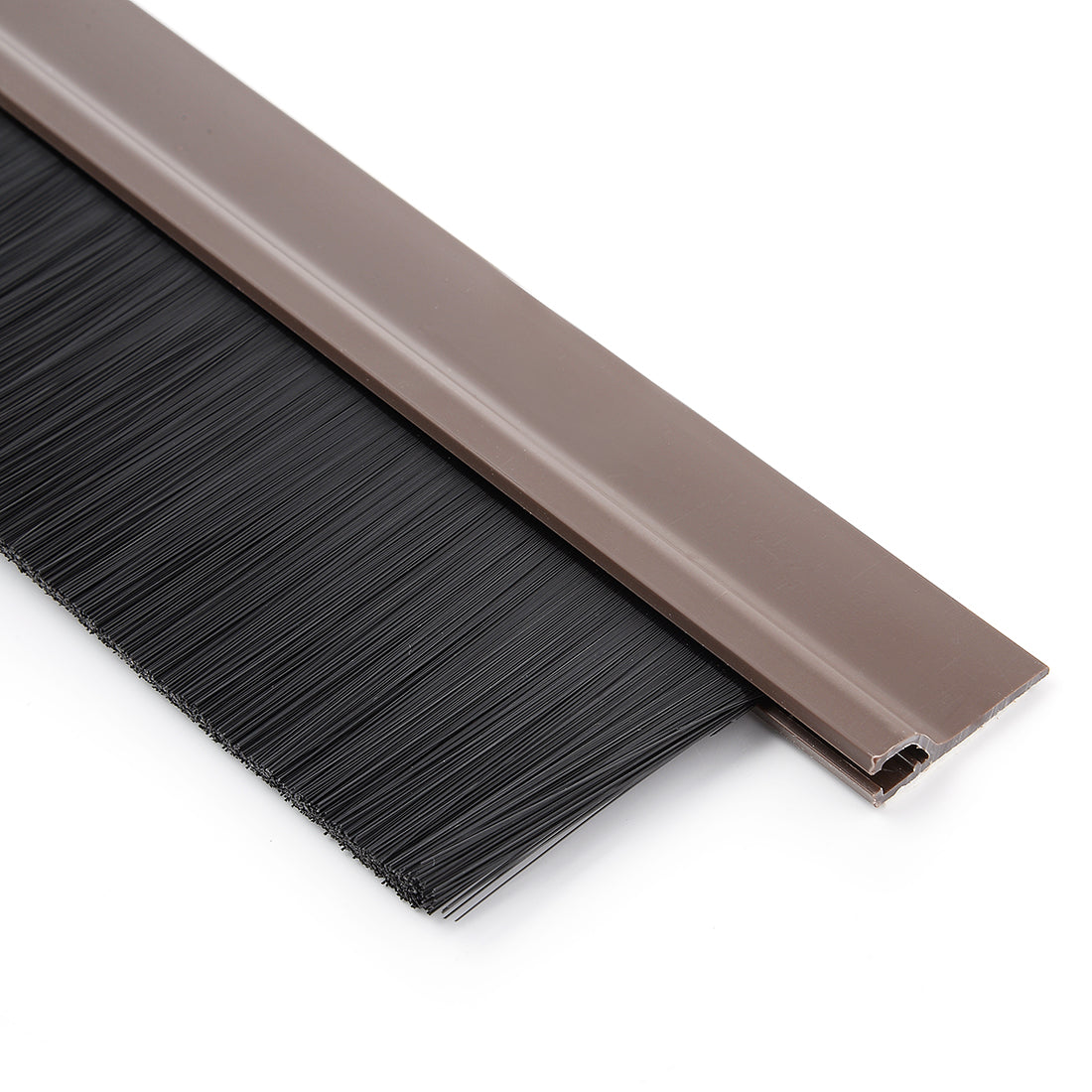 uxcell Uxcell Self-Adhesive Door Bottom Sweep Brown Plastic w 1.6-inch Black PVC Soft Brush 39-inch x 2.5-inch