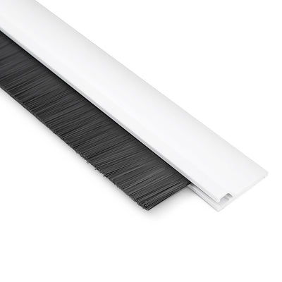 Harfington Uxcell Self-Adhesive Door Bottom Sweep White Plastic w 0.8-inch Black PVC Soft Brush 39-inch x 1.8-inch