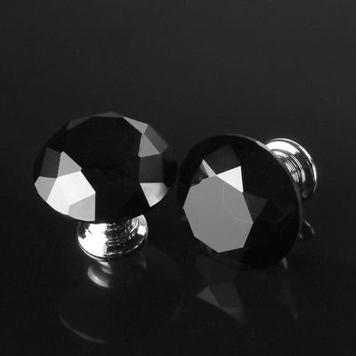 Harfington Uxcell 30mm Clear Crystal Glass Diamond Shaped Drawer Knobs Cabinet Pull Handle New Black 10pcs