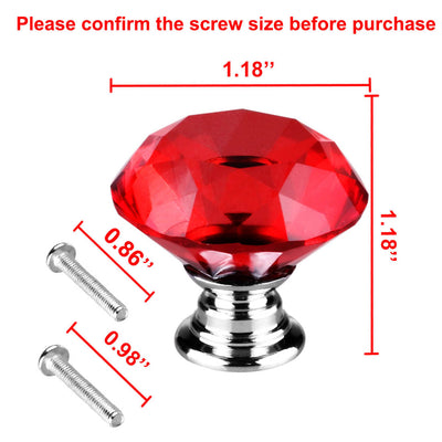 Harfington Uxcell 30mm Clear Crystal Glass Diamond Shaped Drawer Knobs Cabinet Pull Handle New Red 10pcs