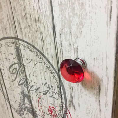 Harfington Uxcell 30mm Clear Crystal Glass Diamond Shaped Drawer Knobs Cabinet Pull Handle New Red 10pcs