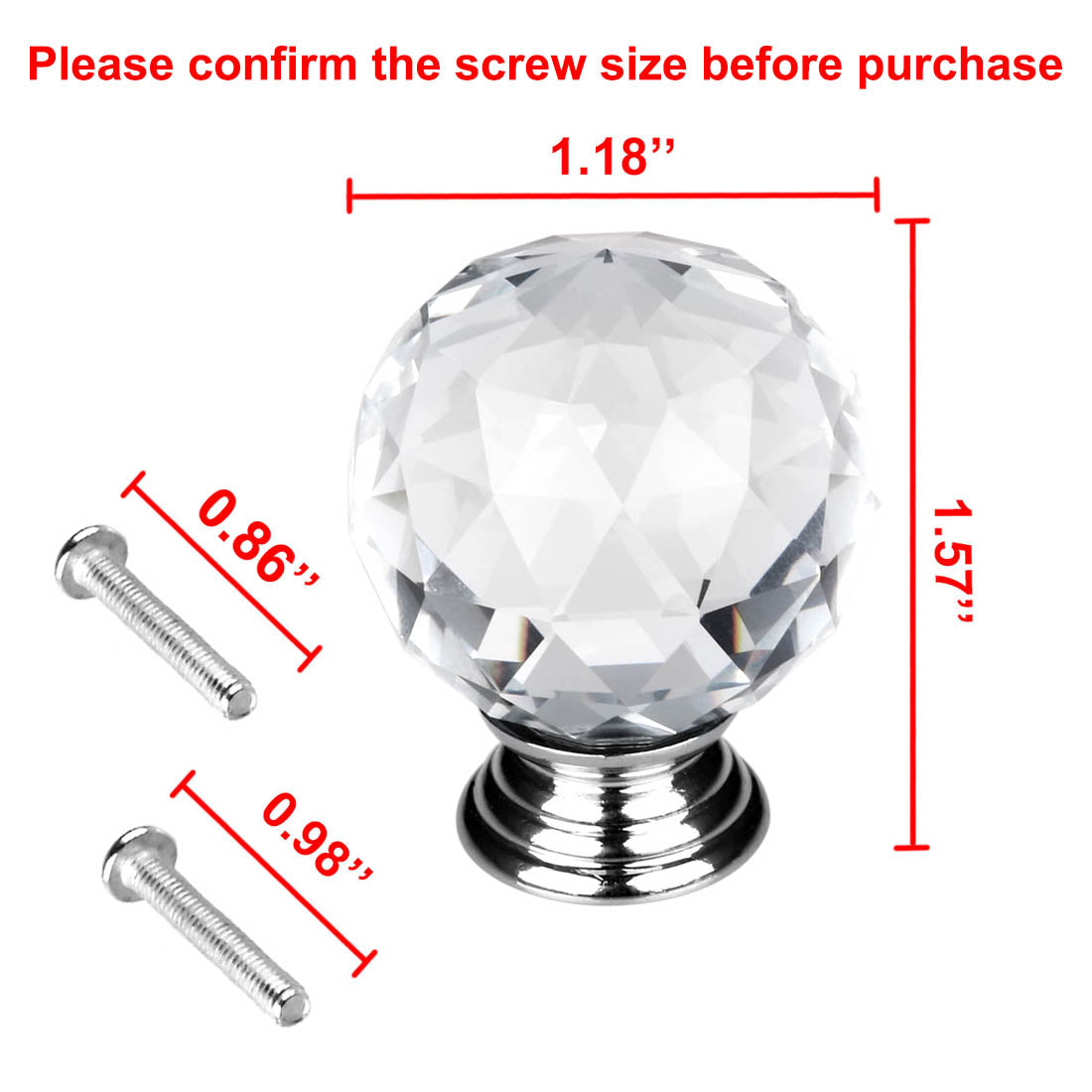 uxcell Uxcell 30mm Crystal Glass Drawer Knobs Cabinet Pull Handle New Round Clear