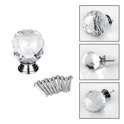 Harfington Uxcell 30mm Crystal Glass Drawer Knobs Cabinet Pull Handle New Round Clear