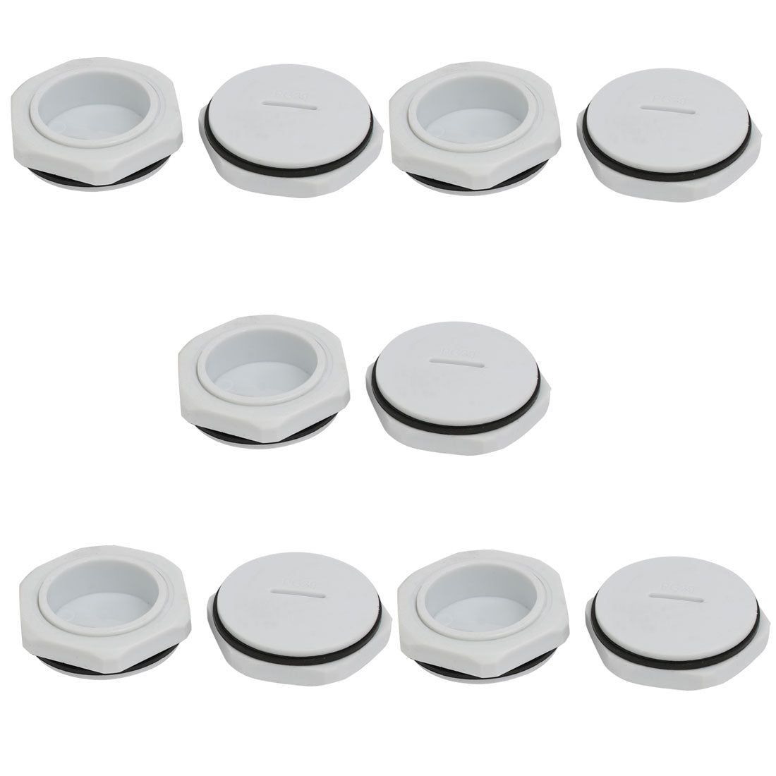 uxcell Uxcell PG29 Nylon Male Threaded Cable Gland Screw End Cap Cover Gray 10pcs