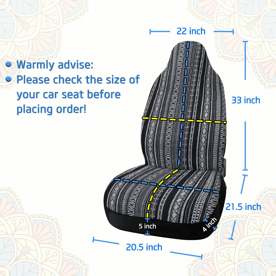 uxcell Uxcell Universal Baja Car Seat Cover Durable front Bucket Seat Cover for Car SUV