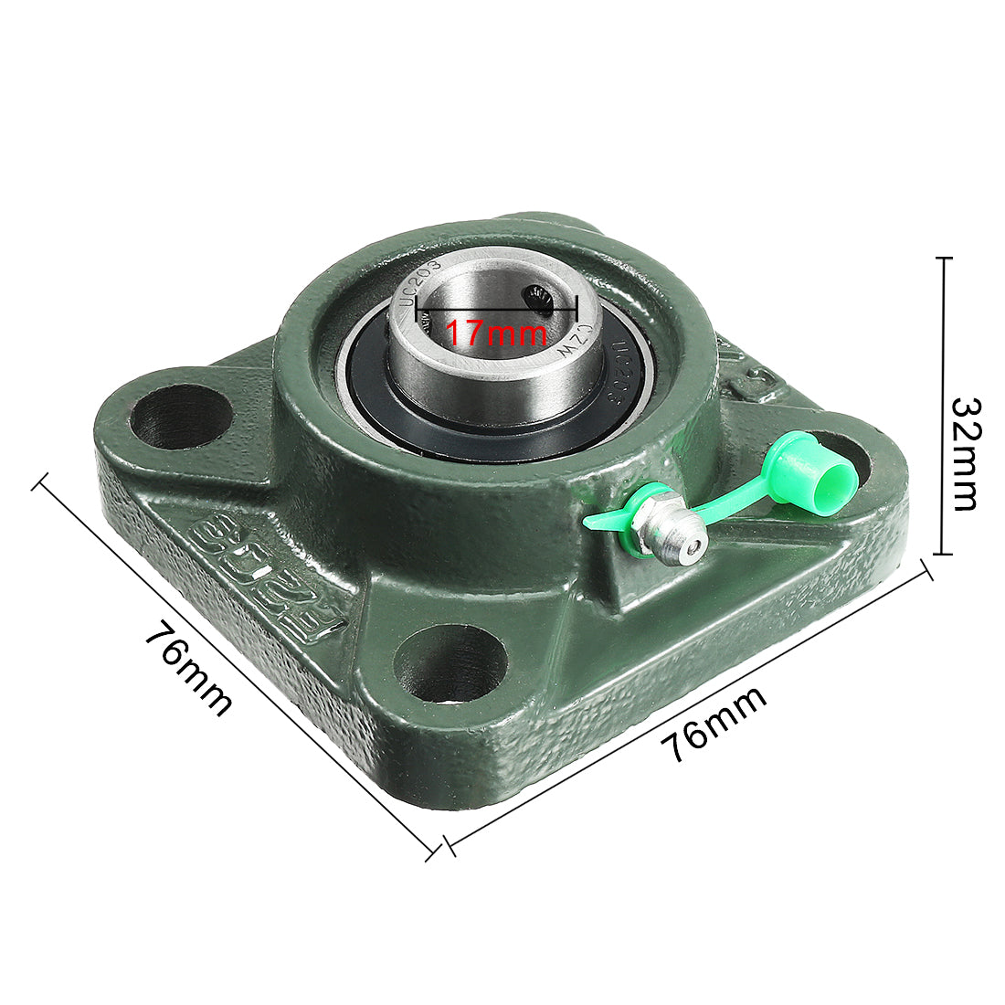 uxcell Uxcell Pillow Block Cast Bearing UCF203 17mm Mounted Bear Square Flange