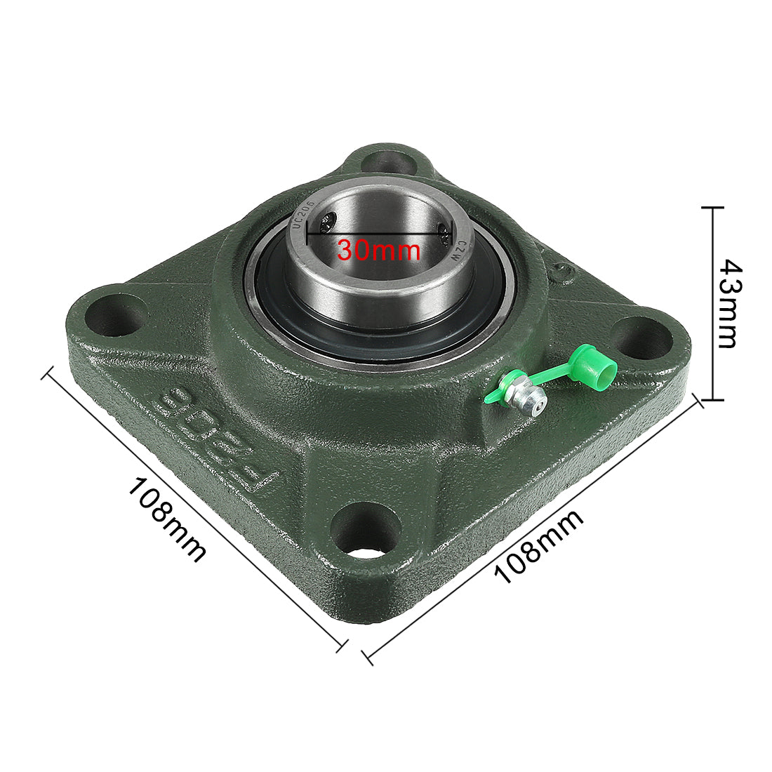 uxcell Uxcell 2pcs Pillow Block Bearing UCF206 30mm Mounted Bear Square Flange Green