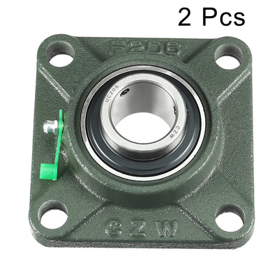 Harfington Uxcell 2pcs Pillow Block Bearing UCF206 30mm Mounted Bear Square Flange Green