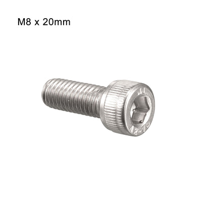 Harfington Uxcell M8x20mm 304 Stainless Steel Left Hand Thread Hex Socket Cap Screw Fastener 4pcs