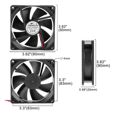 Harfington Uxcell 92mm x 92mm x 25mm 9225 24V DC Cooling Fan w Long Life Dual Ball Bearings