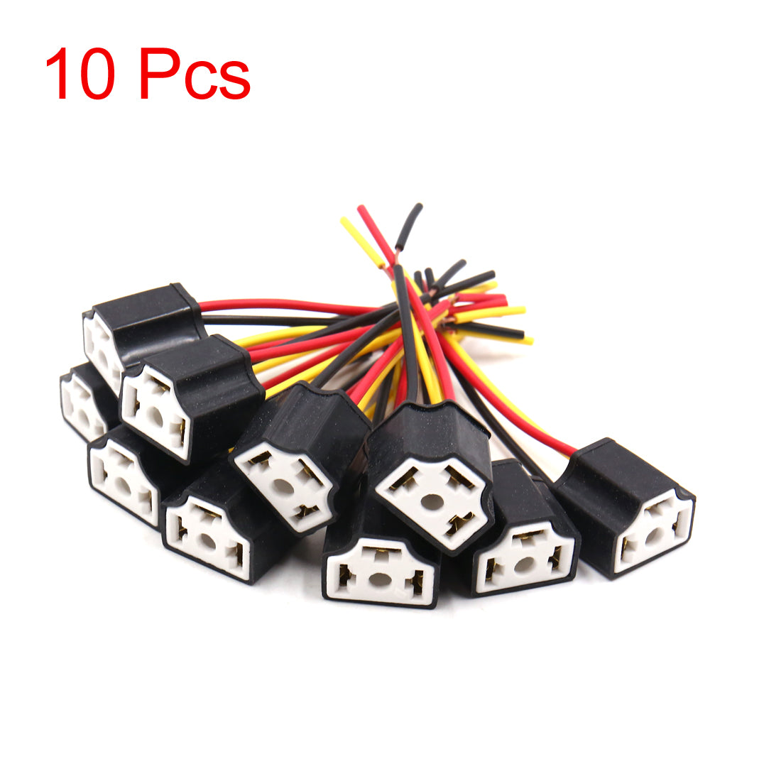 uxcell Uxcell 10Pcs Black Ceramic H4 Light Extension Wiring Harness Socket Connector for Car