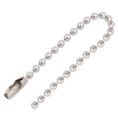 Harfington Uxcell 8pcs Metal Clasp Ball Chain Keychain Silver Tone 2.4mm Dia 10cm Length