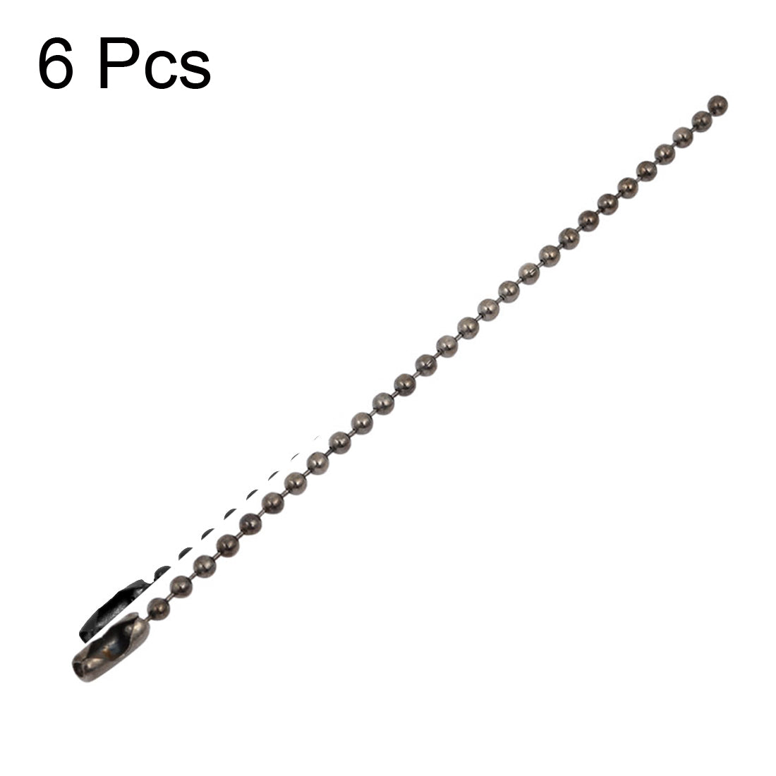 uxcell Uxcell 6Pcs Black Metal Bead Clasp Ball Connector Chain Keychain 2.4mm Dia 10cm Length