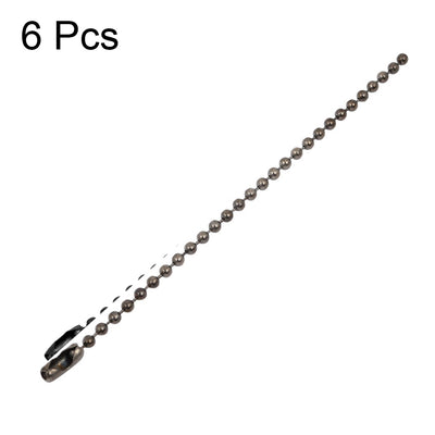 Harfington Uxcell 6Pcs Black Metal Bead Clasp Ball Connector Chain Keychain 2.4mm Dia 10cm Length