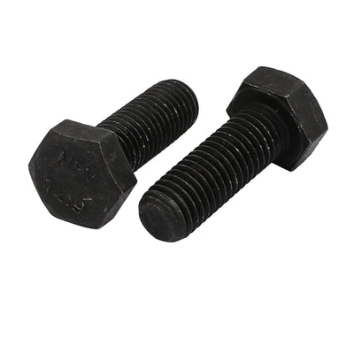 uxcell Uxcell 2pcs M12x35mm Thread 12.9 Grade External Hex Head Left Hand Screw Bolt Black