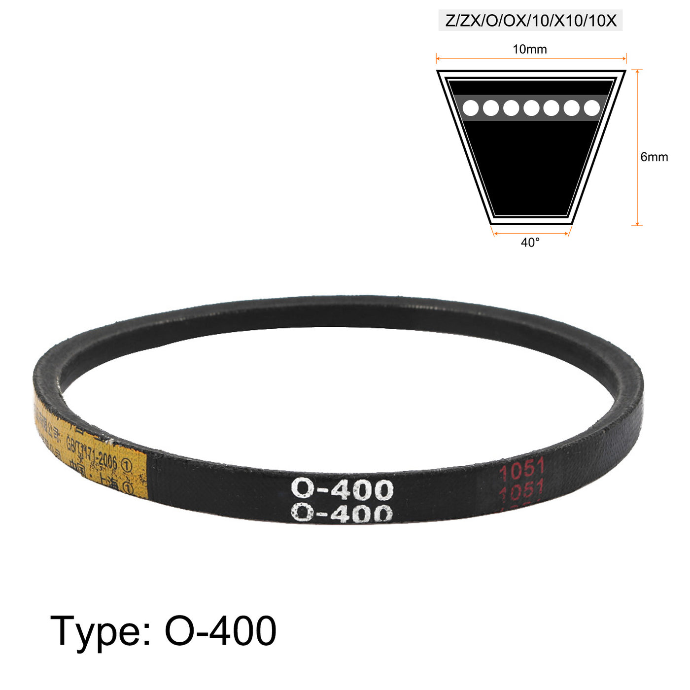 uxcell Uxcell O-400 Industrial Lawn Mower Rubber V Belt 10mm Width 6mm Thickness 400mm Inner Girth