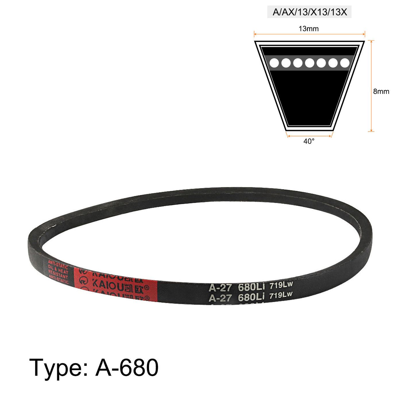 uxcell Uxcell A680 Industrial Lawn Mower Rubber V Belt 12mm Width 26.7 Inch Inner Girth