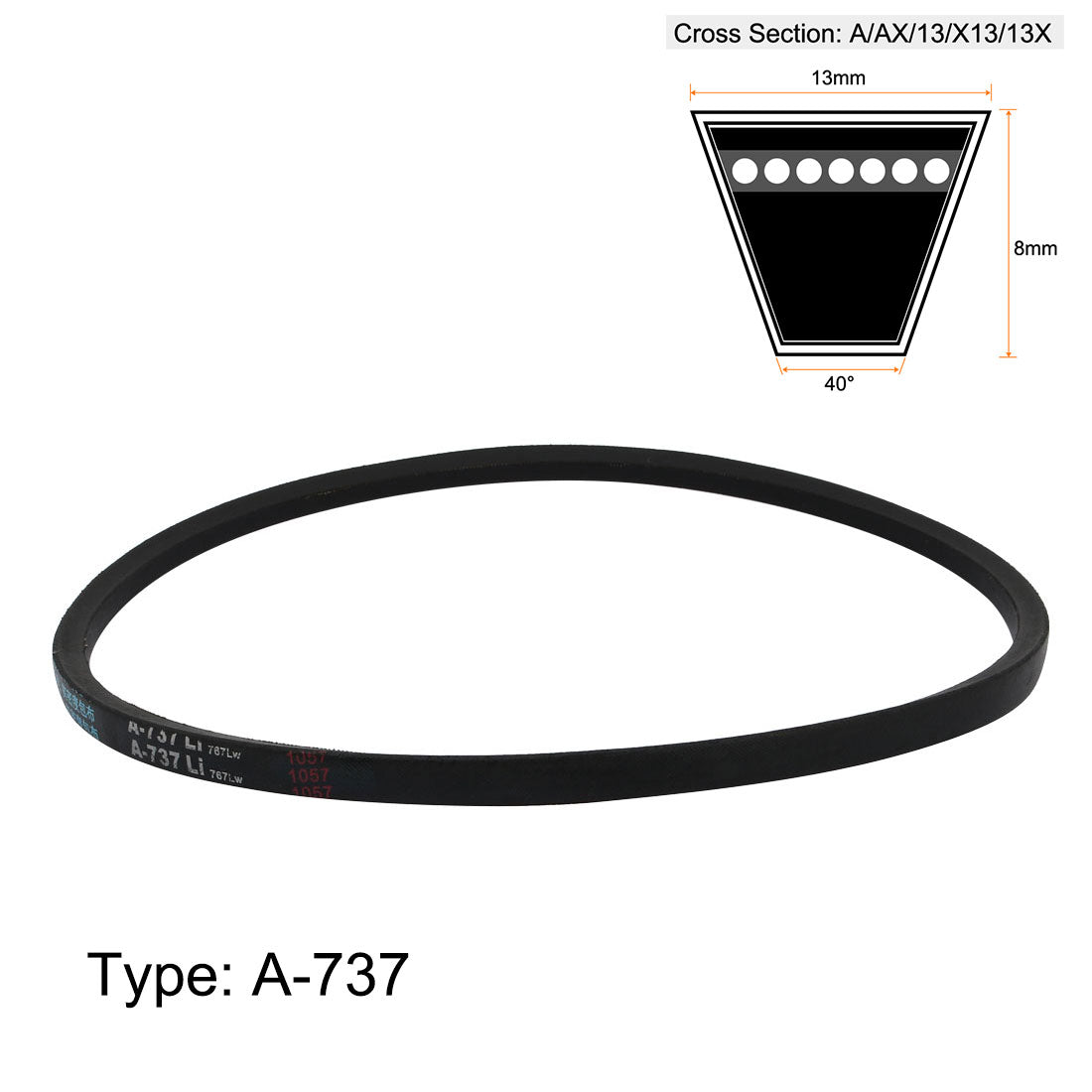 uxcell Uxcell A737 Rubber Transmission Drive Belt V-Belt 8mm Thick 737mm Inner Girth for Washing Machine