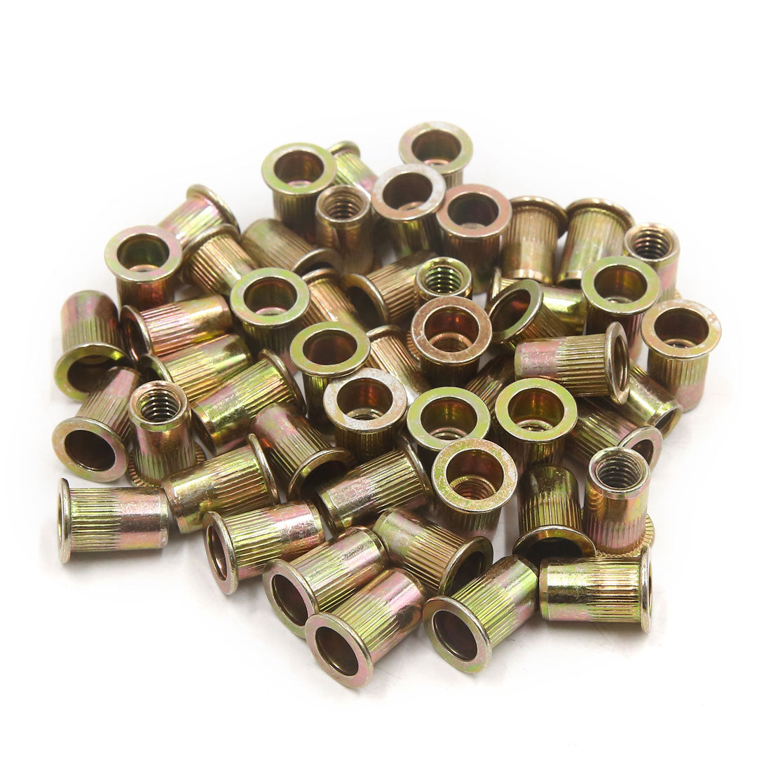 uxcell Uxcell 50Pcs Zinc Plated Carbon Steel Car Rivet Nut Flat Head Threaded Insert  5/16-18