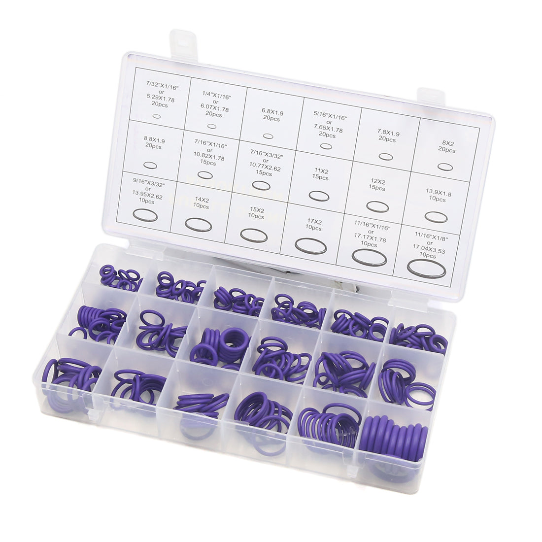 uxcell Uxcell 270Pcs 18 Size Car A/C Air Conditioning O Rings Seals Assortment Kit Purple