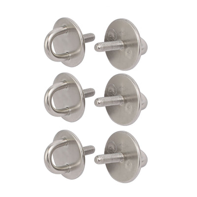 Harfington Uxcell 6pcs 304 Stainless Steel M6 Thread Round Sail Shade Pad Eye Plate