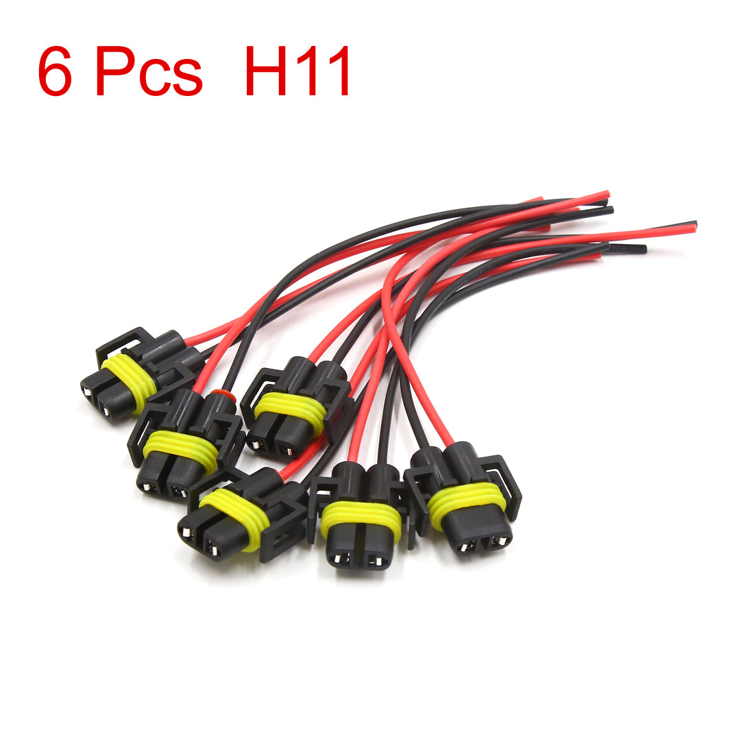 uxcell Uxcell 6Pcs H11 Fog Light Bulb Extension Wire Harness Male Socket Connector for Car