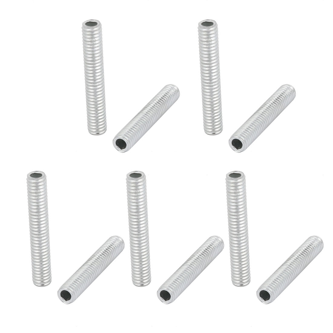 uxcell Uxcell 10Pcs M6 Full Threaded Lamp Nipple Straight Pass-Through Pipe Connector 35mm Length